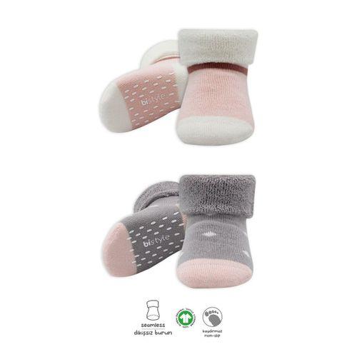 Bi̇style 2'li Havlu Soket Kaymaz Point Gi̇rl 10505 Gri Pudra