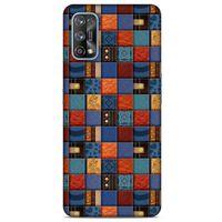 Oppo Realme 7 Pro Kılıf Patchwork (16) Kalın Kılıf Turuncu Mavi