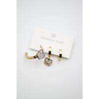 3'lü Kelebek Küpe - Altın