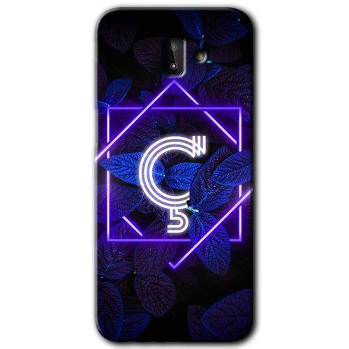 MRCİLETİSİM Samsung Galaxy J8 Kılıf HD Desen Baskılı Arka Kapak + Temperli Cam - Dark Neon Yaprak Ç Harfi