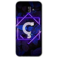MRCİLETİSİM Samsung Galaxy J8 Kılıf HD Desen Baskılı Arka Kapak + Temperli Cam - Dark Neon Yaprak Ç Harfi