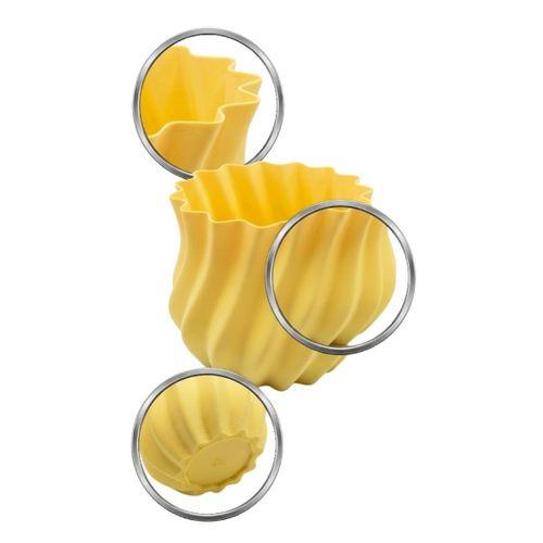 3d Kıvrımlı Sarı Vazo Modern Dekoratif Ev Aksesuarı Şık Tasarım