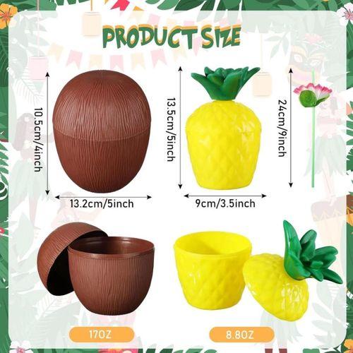 Ananas Hindistan Cevizi Pipetli Bardak Seti 6’lı Tropikal