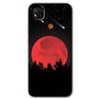 MRCİLETİSİM Xiaomi Redmi 9c Kılıf HD Desen Baskılı Arka Kapak + Temperli Cam - Kanlı Ay