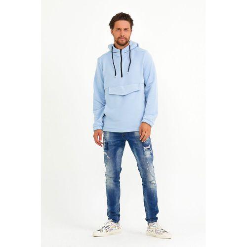 Erkek Kapşonlu Regular Fit Yarım Ferm.Kargo Cepli İnce Sweatshirt SPR22SW171