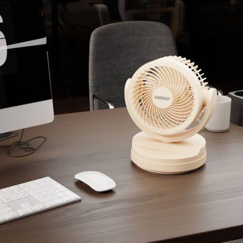 EVEREST EFN-509, KREM, 3 Kademeli Hız, 17,5cm 3 Kanat Pervane ve Çerçeve, Masaüstü, USB Vantilatör