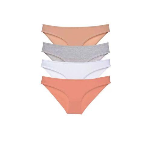 4 Adet Süper Eko Set Likralı Kadın Slip Külot Ten Gri Beyaz Pudra