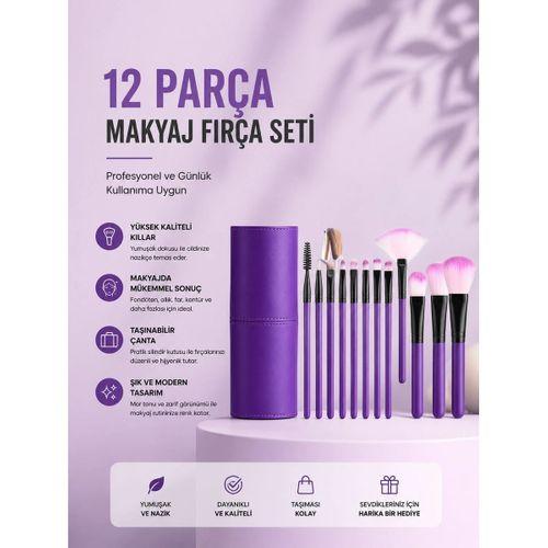 12'li Makyaj Fırça Seti Yumuşak Kıllı Profesyonel Kullanıma Uygun