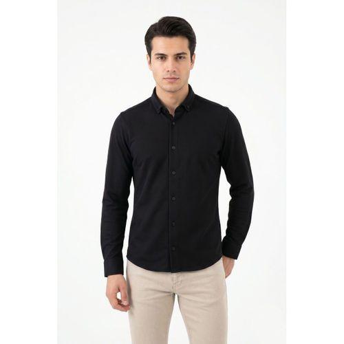 Erkek Spor Slim Fit Uzun Kol Petek Dokulu Gömlek BGL-ST05482