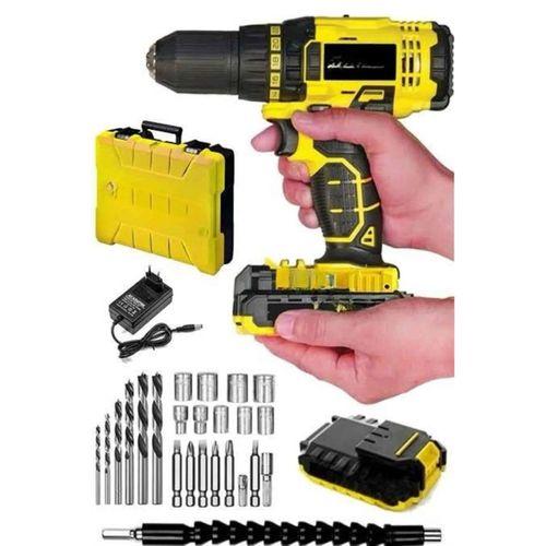 Profesyonel Çift Bataryalı Akülü Vidalama Şarjlı Matkap 24 Parça