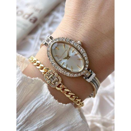 U.S.Polo Assn. Zincirli Özel Tasarım Çelik Kordon Kesme Kristal Camlı 3 Atm Kadın Kol Saati U02148.4