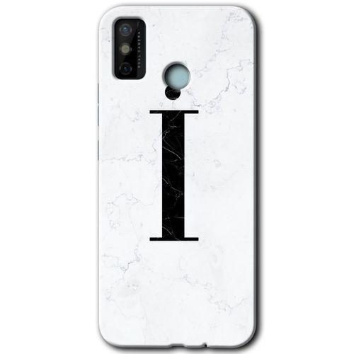 Potkal Hediye Fabrikası Tecno Spark 6 Go Kılıf HD Desen Baskılı Arka Kapak - Beyaz Mermer Desenli İ Harfi