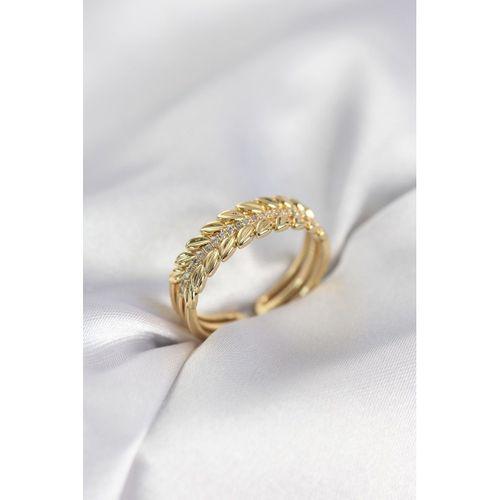 Gold Renk Başak Model Zirkon Taşlı Kadın Yüzük