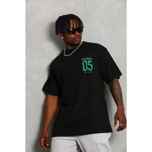 Erkek Baskılı T-Shirt Kısa Kol Bisiklet Yaka Regular Fit Rahat Kalıp Günlük Tişört - Siyah