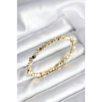 Zirkon Taşlı Küp Şerit Model Pirinç Gold Renk Kadın Bileklik