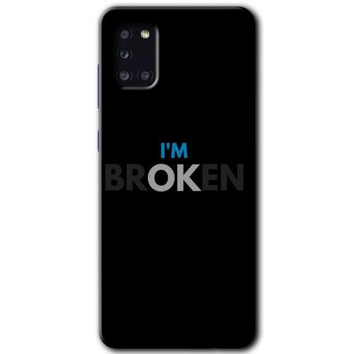 MRCİLETİSİM Samsung Galaxy A31 Kılıf Baskılı Kapak - Im Broken + 5D Tam Kaplayan Cam