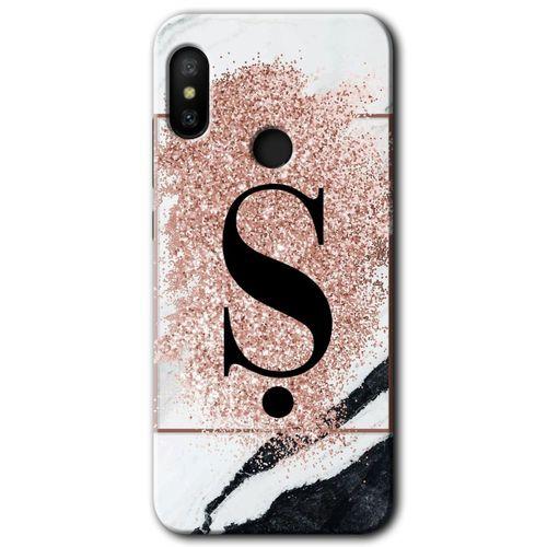 Xiaomi Mi A2 Lite HD Baskılı Kılıf + 9D Tam Ekran Koruyucu - Pembe Mermer Desenli Ş Harfi