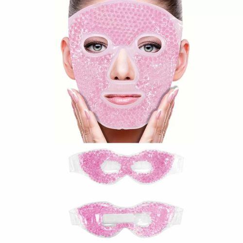 Terapi Jel Boncuklu Yüz Ve Göz Maskesi Seti Pembe Sıcak Ve Soğuk Kullanım