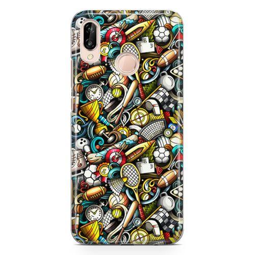 Huawei P20 Lite Kılıf Sporcu Doodle Arka Kapak Koruma Desenli Full Koruyucu