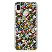 Huawei P20 Lite Kılıf Sporcu Doodle Arka Kapak Koruma Desenli Full Koruyucu