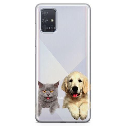 Samsung Galaxy A71 Kılıf Scottish Fold Kedi Ve Köpek Arka Kapak Koruma Desenli Full Koruyucu