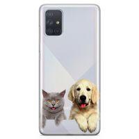 Samsung Galaxy A71 Kılıf Scottish Fold Kedi Ve Köpek Arka Kapak Koruma Desenli Full Koruyucu