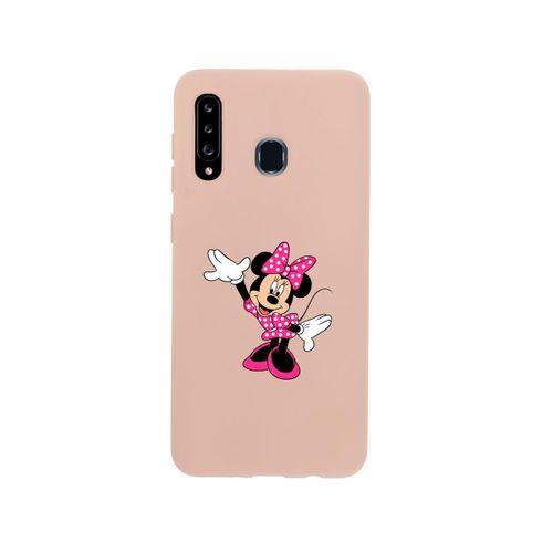 Samsung A20s Minnie Mouse Premium Silikonlu Pembe Telefon Kılıfı