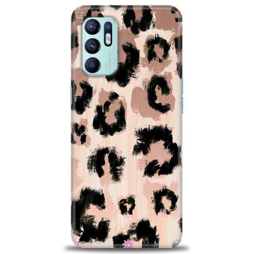 Oppo Reno 6 Kılıf HD Baskılı Kılıf - Leopar + Tam Ekran Koruyucu