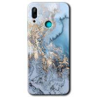 Huawei P smart 2019 Kılıf HD Desen Baskılı Arka Kapak - Eski Mermer + Kırılmaz Cam