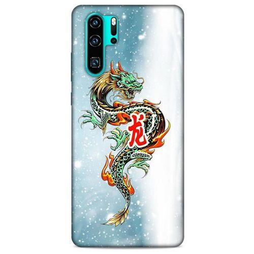 Huawei P30 Pro Kılıf Dragons (29) Arka Koruma Kılıfı Tatoo Mavi Ejderha