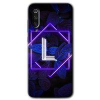 MRCİLETİSİM Xiaomi Mi 9 SE Kılıf Baskılı Kapak - Dark Neon Yaprak L Harfi + 5D Tam Kaplayan Cam