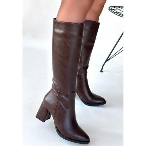 Morena Acı Kahve Cilt Topuklu Çizme