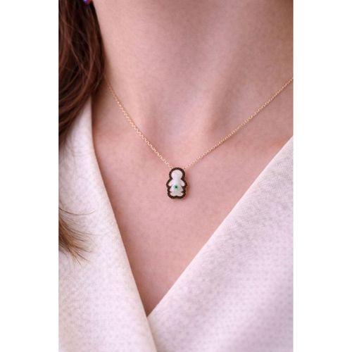 Koruyucu Melek Gözlü Sedef Taşlı Kadın Gümüş Kolye