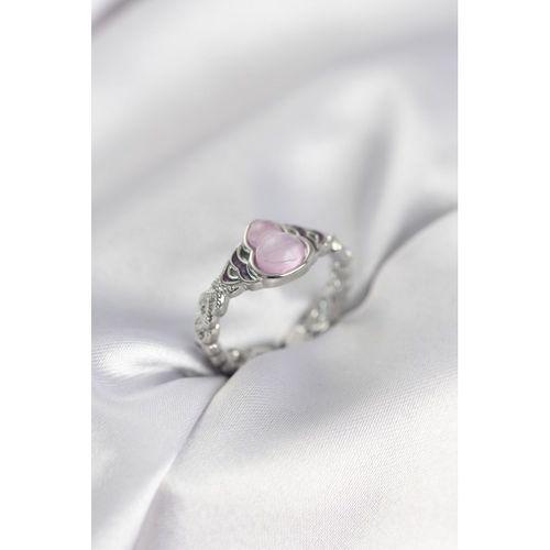 Gümüş Renk Pembe Damla Model Kadın Yüzük