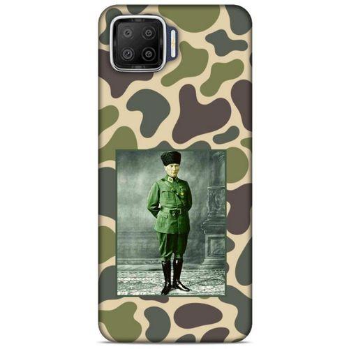 Oppo A73 Kılıf Atatürk (15) Antişok Kılıf Kamuflaj Kahverengi