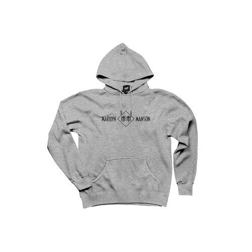 Marilyn Manson Logo and Text Gri Kapşonlu Sweatshirt Hoodie