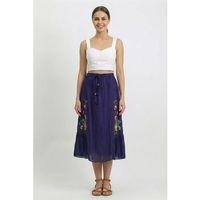 Canan Vual Bağlama ve Lastik Detay Midi Boy Yazlık Otantik Etek Mor Mor