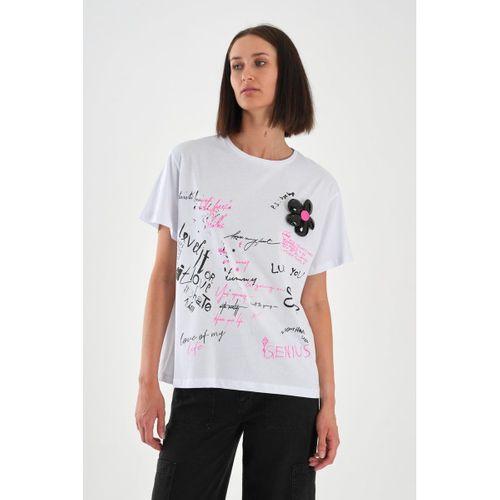 ALEXANDERGARDI Dokulu Çiçek Detaylı Baskılı Kadın T-shirt