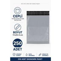 Gri Cepli Mini Boy Kargo Poşeti 17x25+4 Cm 250 Adet