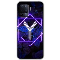 BeRa Aksesuar Oppo Reno 5 Lite Kılıf Baskılı Kapak - Dark Neon Yaprak Y Harfi +Tam Kaplayan Mat Seramik
