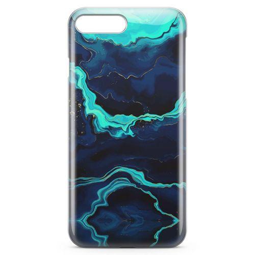 Apple iPhone 8 Plus Kılıf Yeşil Lacivert Mermer Arka Kapak Koruma Desenli Full Koruyucu