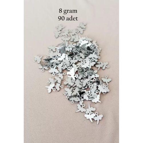 Oya Abiye Bileklik Kolye Pleksi Metalik Plastik Pul Gümüş Renk 8 gram 90 adet - BNC503