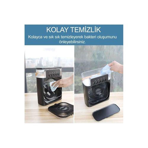 Taşınabilir Işıklı 5 Spreyli Vantilatör Buzlu Buharlı Vantilatör Mini Fan Nemlendirici