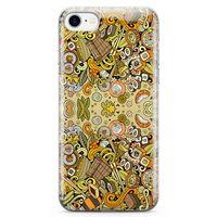 Apple iPhone 7 Kılıf Japon Yemekleri Doodle Arka Kapak Koruma Desenli Full Koruyucu