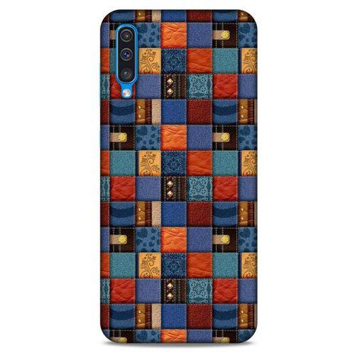 Samsung Galaxy A30s Kılıf Patchwork (16) Kalın Kılıf Turuncu Mavi