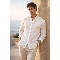 Bien Pamuk Keten Erkek Gömlek - Ekru