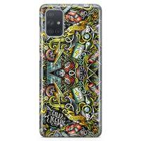 Samsung Galaxy A71 Kılıf Elektrikli Araba Doodle Arka Kapak Koruma Desenli Full Koruyucu