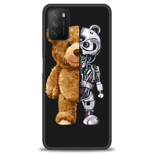 Xiaomi Poco M3 Kılıf HD Baskılı Kılıf - Ayı ve İskeleti + Tam Ekran Koruyucu