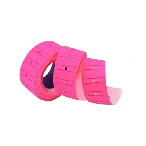 TANEX (12 * 21 mm) ÇİZGİLİ FLO PEMBE FİYAT ETİKETİ (Ruloda 800 Etiket)