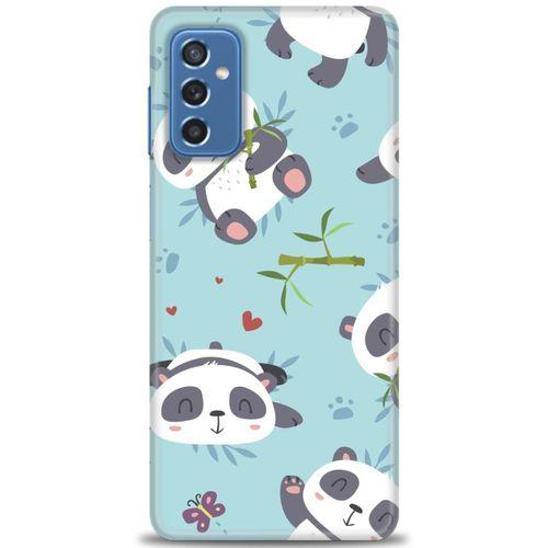 Samsung Galaxy M52 5G Kılıf HD Baskılı Kılıf - Pandalar + Tam Ekran Koruyucu